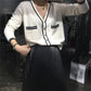 Pofulove Autumn Women's Knit Cardigan Jacket V-neck Long Sleeve Loose Slim Fit Ladies Sweater