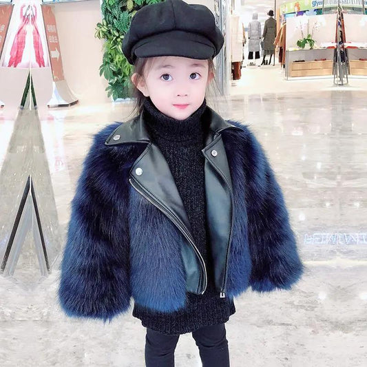 Girls' Fur Jackets Autumn and Winter Clothes Warm and Windproof Thickened Children's Clothing