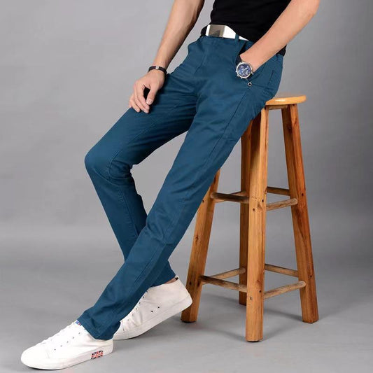 Spring and Autumn Cotton Solid Color Pants Loose Straight Sweatpants All-match Men's Business Sports Casual Trousers