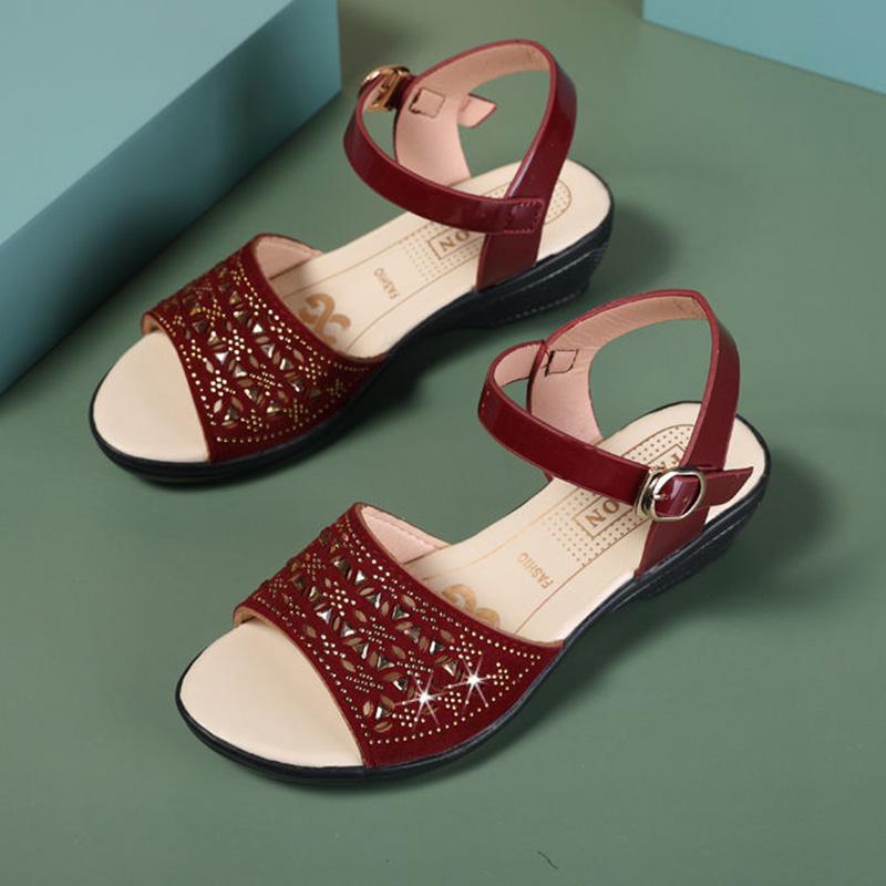 Summer Slope Heel Sandals Women's Summer Rhinestones Diamond-studded Wild Fairy Style Mother Women's Shoes