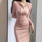 Feminine Slim Stretch Dress Sports and Leisure Show The Figure Sexy European and American Hooded Mid-length Bag Hip Dress