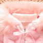 Girls' Winter Padded Wool Sweater Jacket Children's Fur Collar Cotton-padded Jackets Girl's Winter Fur Plus Velvet Padded Jacket