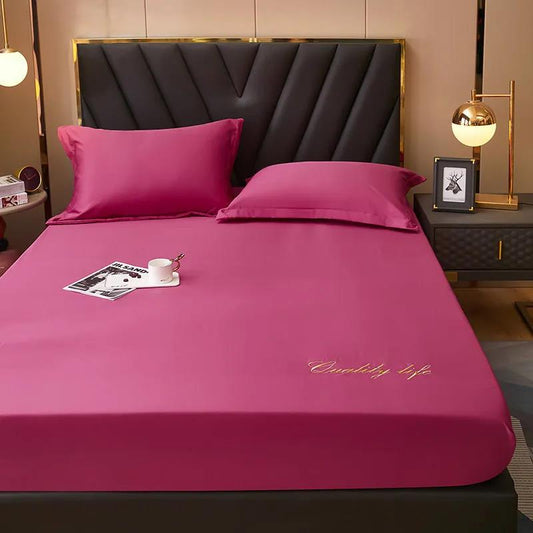 Embroidered All Inclusive Anti-Slip Mattress Cover Solid Color Waterproof Mattress Protector Dust Cover