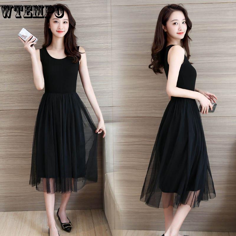 WTEMPO Brand Wearing A Long Skirt Slim Slim Skirt Lace Dress Female Summer Long Sleeveless