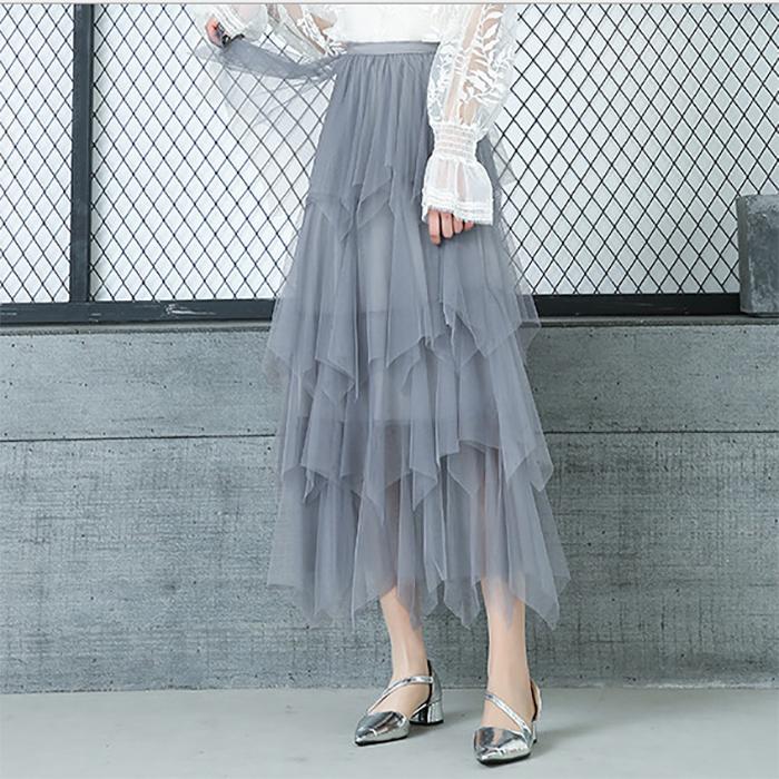 Veil Skirt Women Plus Size Elastic Waist  Fairy Skirt Summer Ruffled Sandy Beach Vacation Daily