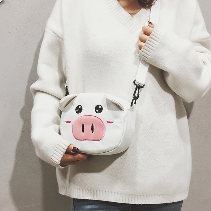 One-shoulder Canvas Bag Girls Students Hundred Sets of Lovely Fashion Ins Net Red Small Black Bag