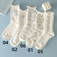 Five Pairs of White Lace Stockings Women's Korean Cartoon Jacquard Cute Stockings