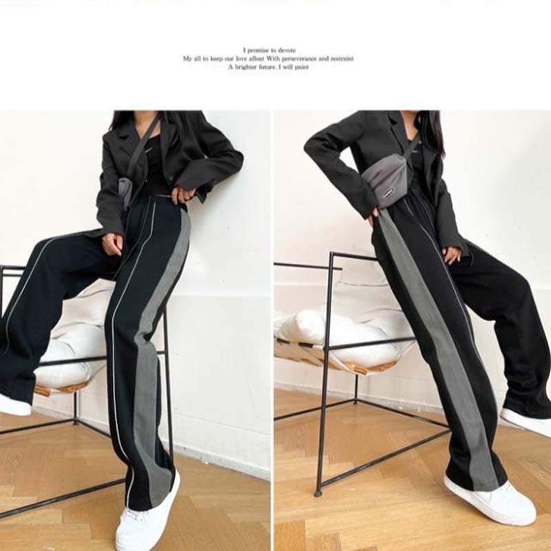 Wide Leg Pants Women's Autumn and Winter Trend High Waist Loose Slim Straight Leg Pants High Street Style All-match Casual Sports Pants