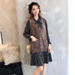 Set Female Autumn and Winter Polka Dot Chiffon Dress + Loose Knitted Sweater Vest Vest Two-piece Suit Can Be Worn with A Coat