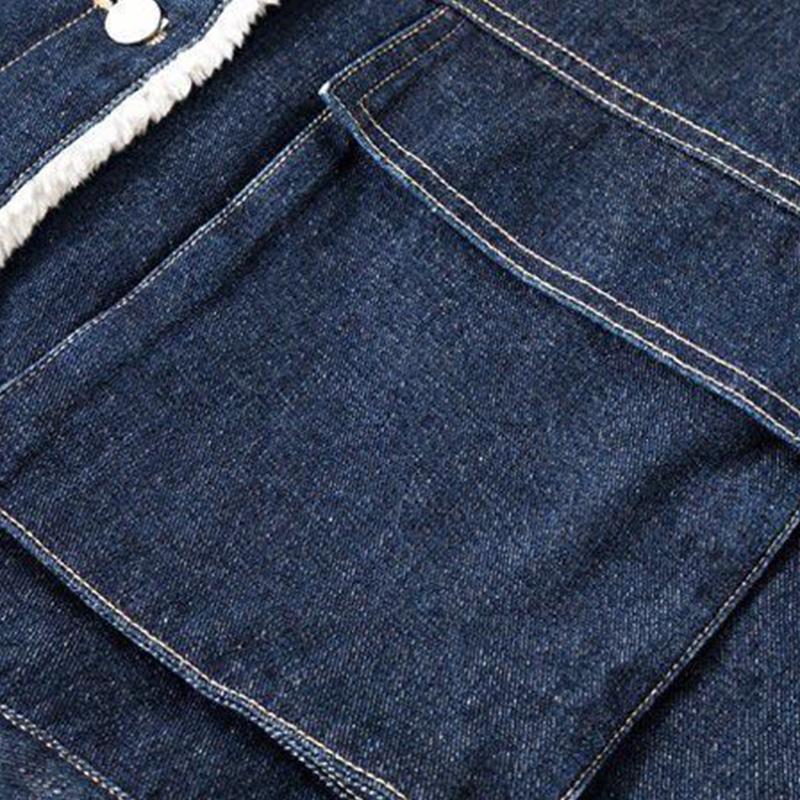 Winter Plus Velvet Denim Jacket Women's Loose Lamb-like Wool Padded Coat Short Student Cotton Coat