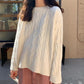 Winter Autumn Acrylic Women's Knitted Sweater Twist Pullover Loose Style Women's Long-sleeved Round Neck