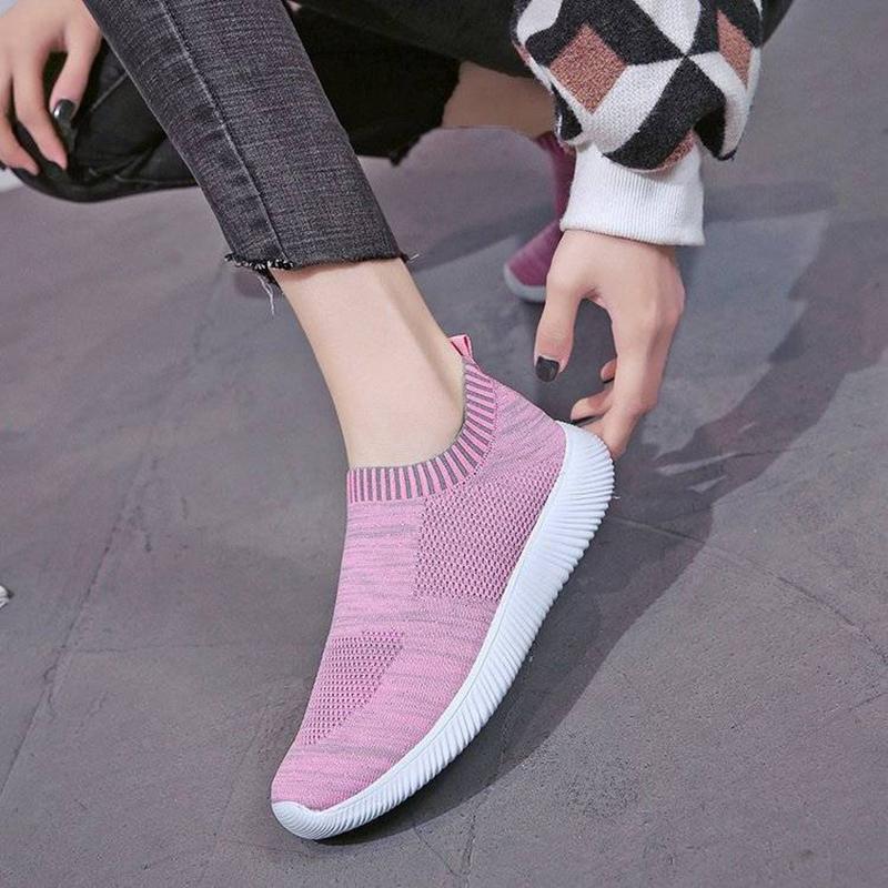 Women's Shoes Spring and Summer Women's Shoes Mesh One Pedal Lightweight Sports Shoes Flying Woven Breathable Single Shoes