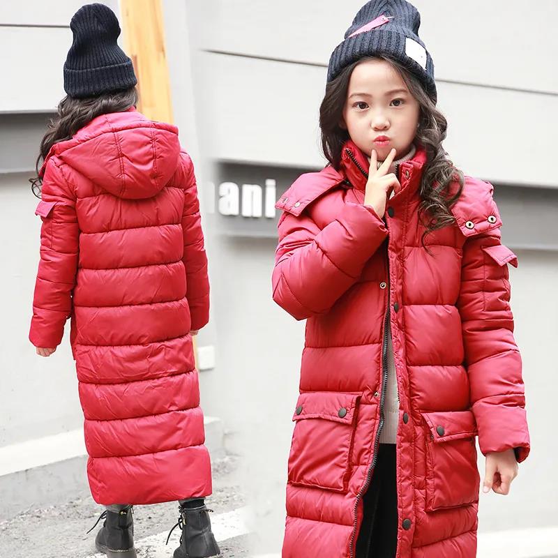 Girls' Warm Cotton-padded Jacket Winter Clothes Plus Velvet Thick Mid-length Down Cotton Jacket