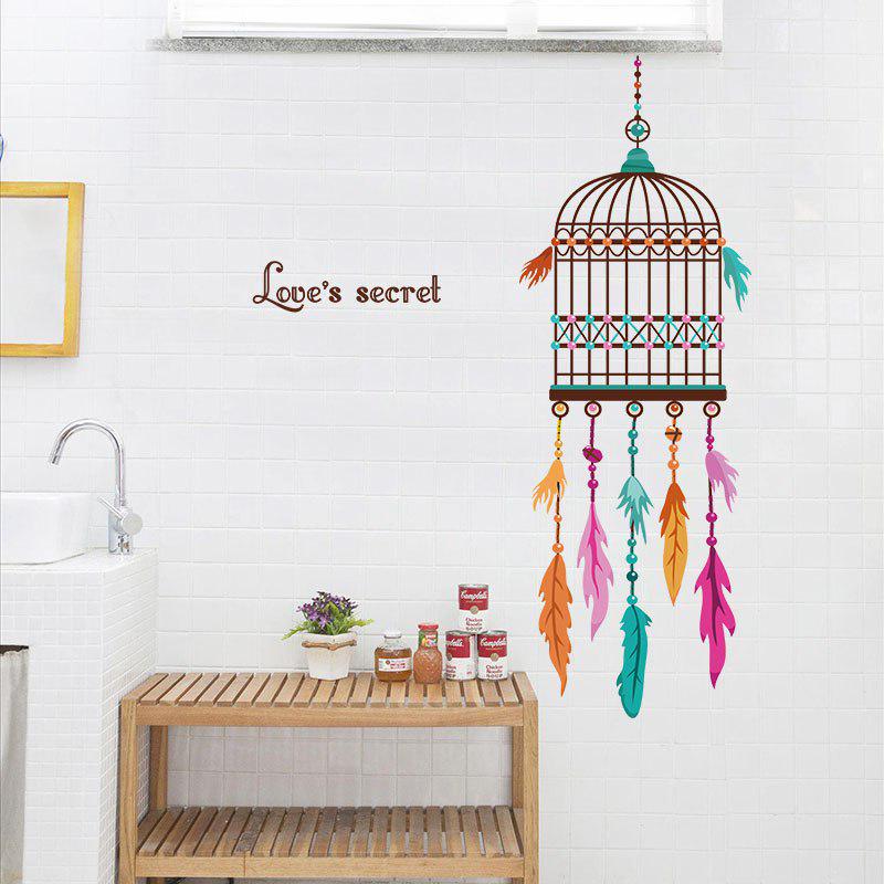 [sticker ]Feather Bird Cage Wall Stickers Home Decoration Living Room Bedroom Door Window Art Decor