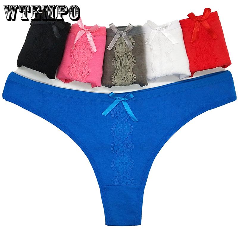 6 Pcs/Lot Thong Underwear low-Rise Sexy Lingerie G-String Lace-Print Romantic Women Sexy