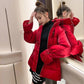 Women's Shiny Mid-length Down Jacket Winter Korean Style Loose Coat Quilted Jacket Warm Stand-collar Down Jacket