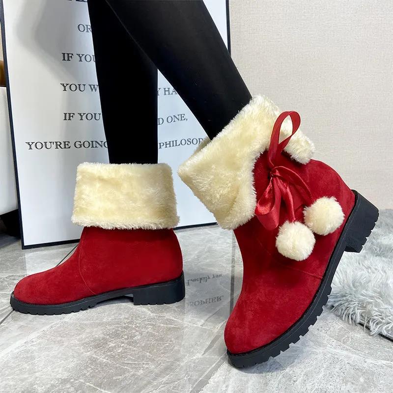 Winter Korean Style Snow Boots Women's Shoes Short Tube Plus Velvet Warm Flat-bottomed Flat-heeled Cotton Shoes