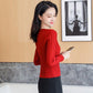 Autumn and Winter Knitted V-neck Sweater All-match Slim Short Top Small Simple Solid Color Female Bottoming Shirt