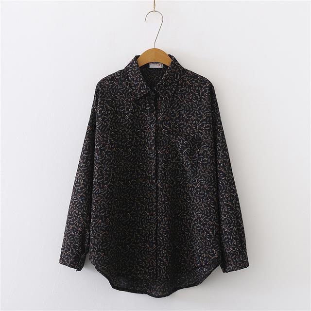 Korean Version of Spring Jacket Long-sleeved Design Sense Niche Chiffon Floral Shirt Women