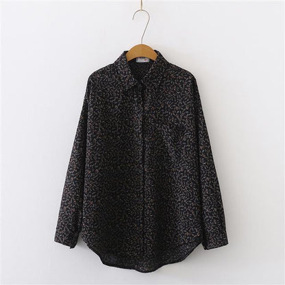 Korean Version of Spring Jacket Long-sleeved Design Sense Niche Chiffon Floral Shirt Women