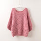 Spring and Autumn Hollow Knit Sweater Korean Loose Short Bat Sleeve Pullover Sweater