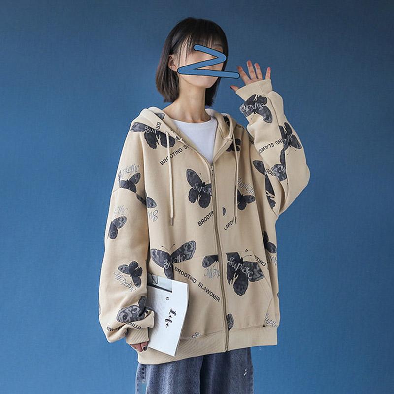 Spring and Autumn Loose Casual All-match Sports Cardigan Hooded Baseball Uniform Sweater Women Coat