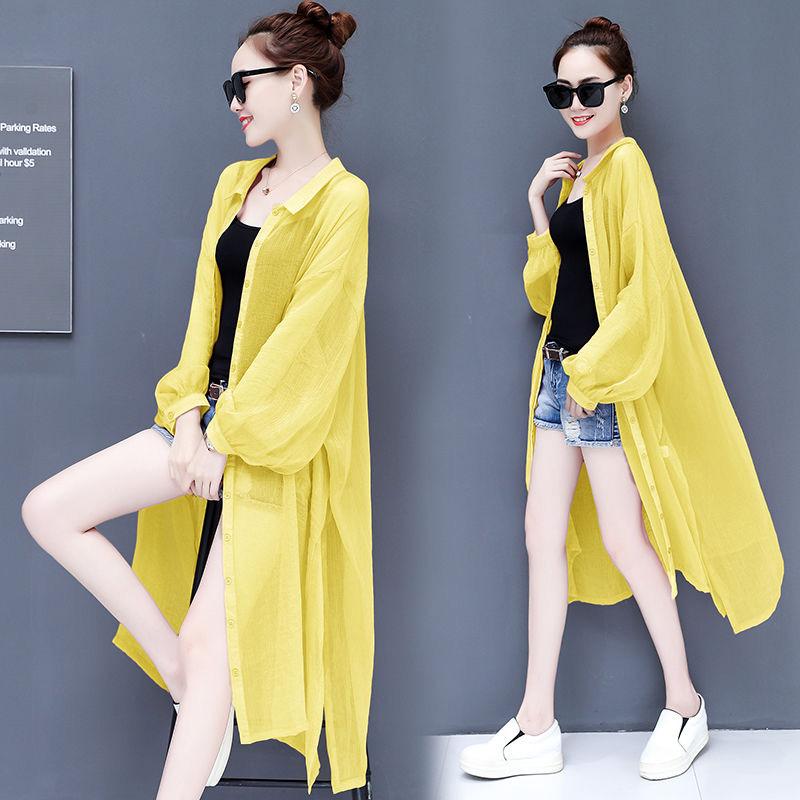 Chiffon Cardigan Women's Sun Protection Clothing Sun-Dress Mid-length Plus Size Shawl Loose Outer  Thin Coat Beach