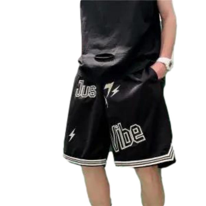 Men's Mandarin Duck Black and White Hit Color Basketball Shorts Mesh Breathable Sports Pants Sports Five-point Pants