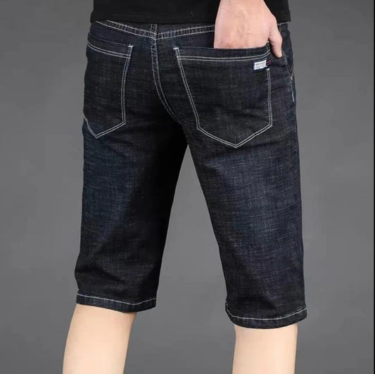 Summer Thin Stretch Denim Shorts Loose Straight Cropped Pants Casual Middle-aged Breeches Denim Seven-point Pants