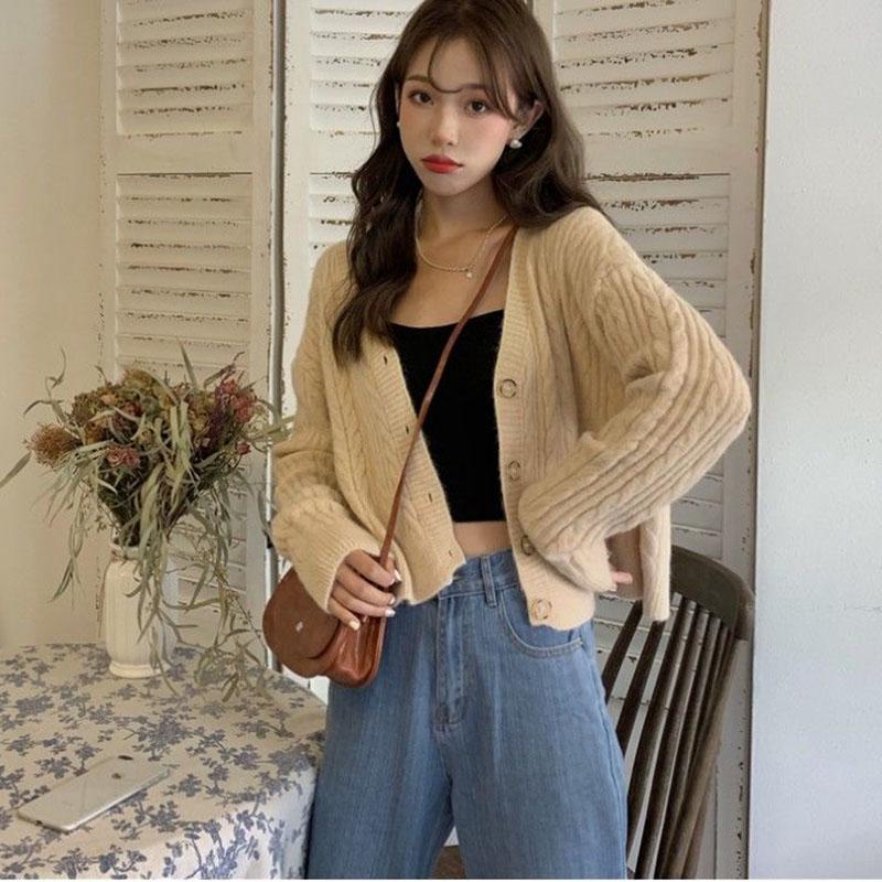 Autumn European and American Style Coat Loose V-neck Knitted Bottoming Shirt Thin Fashion Cardigan Youth Women's Top