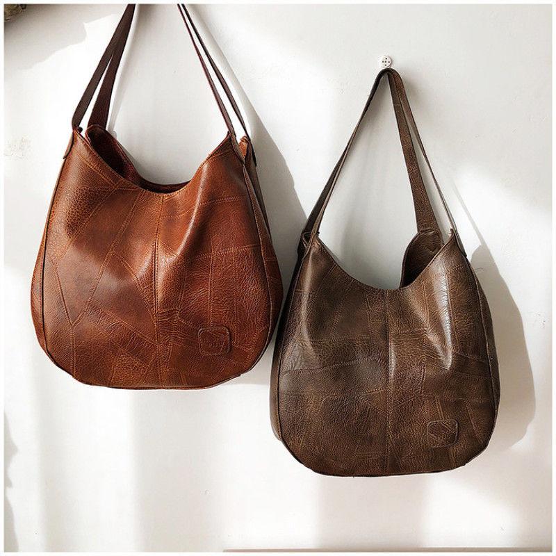 PU Dumplings Solid Color Lady Women Bag Retro Shoulder Bag Large Capacity Handbag