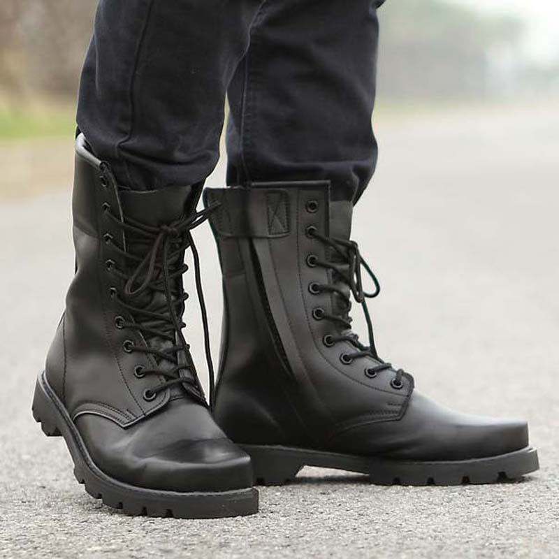 Outdoor Men's Leather Boots Worker Boots Steel Plate Mountaineering Boots Breathable Wool Boots