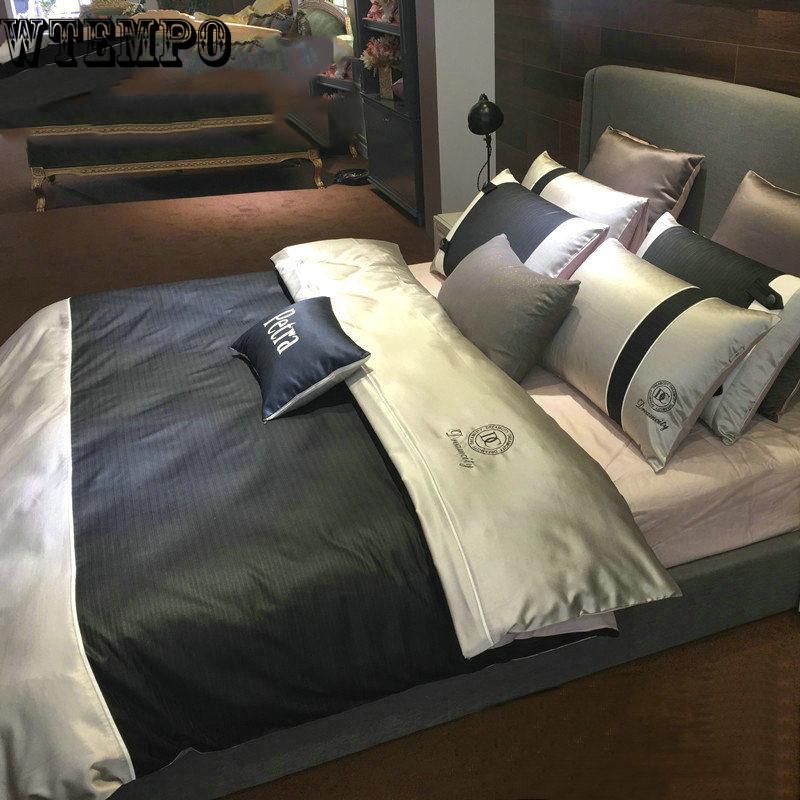 Duvet Cover Egyptian Cotton Silky Bed Set Bedclothes Summer Cool Imitated Silk Bedding Set