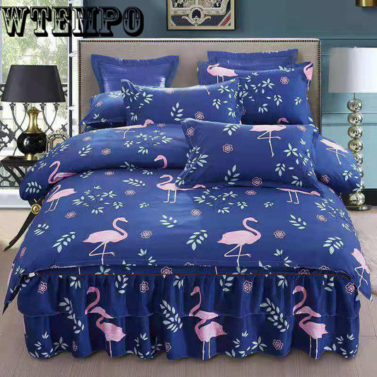 Printing Bedspread Cotton  Bed Skirt Pillowcase Bedding Bed Sets Queen King Size
