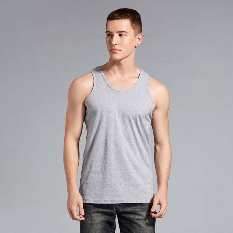 Men's Cotton Vest Loose Youth Breathable Sweat-absorbent Sports Bottoming Shirt Thin Section Solid Color Summer Singlet