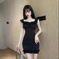 One-shoulder Dress High Waist Tight-fitting Hip Skirt Women Dress Solid Color Bodycon Summer Skirt Club Wear