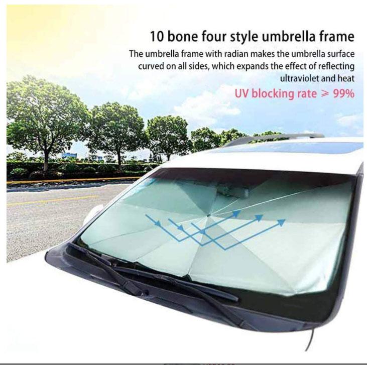 Car Windshield Umbrella UV and Thermal Sunshade Protector Foldable Reflector Umbrella, Suitable for Most Cars and Suvs