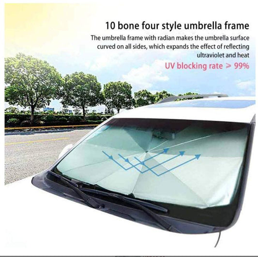 Car Windshield Umbrella UV and Thermal Sunshade Protector Foldable Reflector Umbrella, Suitable for Most Cars and Suvs
