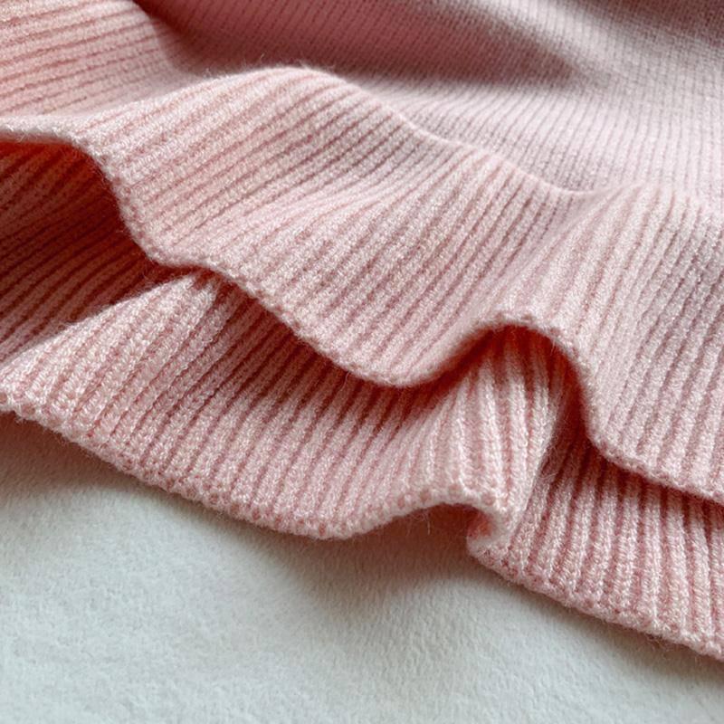 Mid-length Turtleneck Sweater Women's Sweet Knitted Loose Ruffles Schoolgirl Pullover Dress