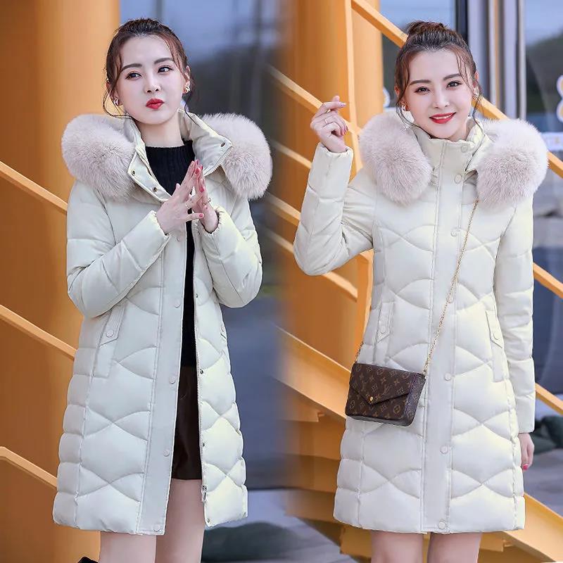 Cotton-padded Jacket Women's Mid-length Winter Slim Slimming Long Padded Jacket Women's Jacket Detachable Large Fur Collar Padded Padded Jacket