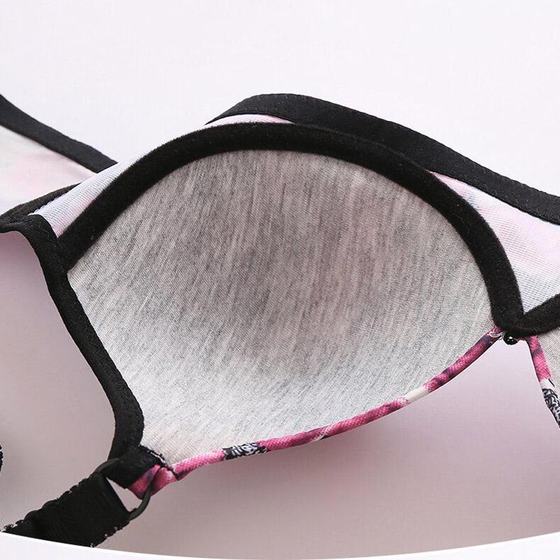 Printed Gathering Anti-sagging Side-receiving Side Milk Without Steel Ring Beautiful Back Skin-friendly Breathable Light Women's Underwear Bra