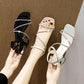 Size 34-39 Women Shiny Slippers Outdoor Bohemian Beach High Heels Wear-resistant Non-slip Office Lady Rhinestone Sexy Sandals