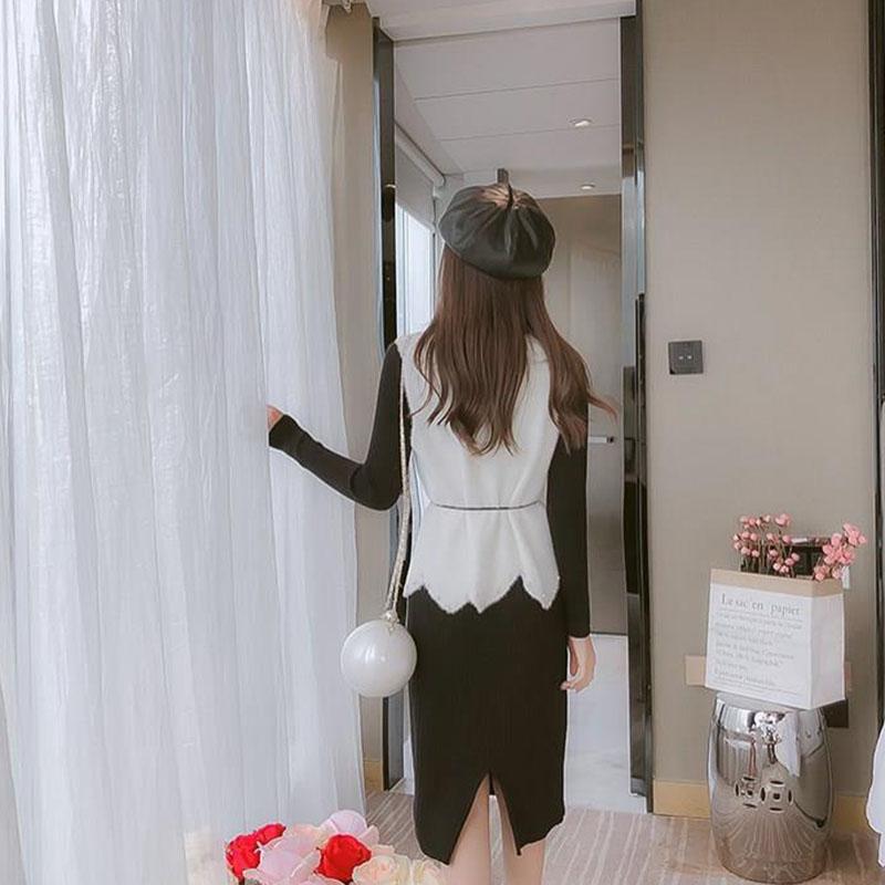 Autumn/winter Knitted Sweater Dress Mid-length Fashion Casual Jacket Simple Style Women's Sweater Dress