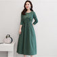 Cotton Long-sleeved Dress Women's Plus Size Women's Mother's Clothing Mid-length Slim Print Casual Long Skirt