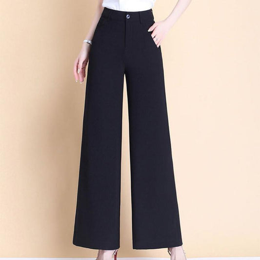 Autumn and Winter High Waist Trousers Large Size Loose Straight Leg Wide-leg Pants Black Trousers Women's Trousers