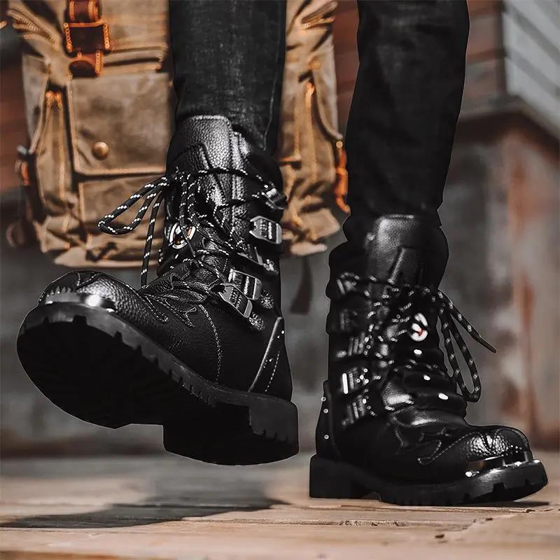 Martin Boots Men's High-top British Style Boots Tooling Boots Autumn Motorcycle Leather Boots Rider Boots Winter Men's Shoes
