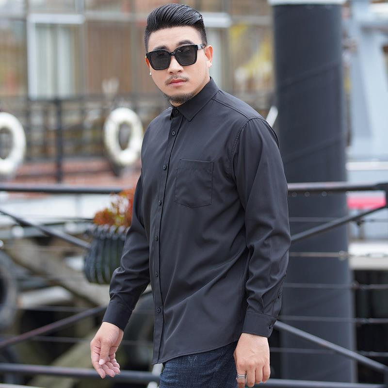Plus Size Trendy Handsome Men's Shirts Plus Fat Increase Men's Bottoming Shirts Men's Fat Long Sleeve Shirts
