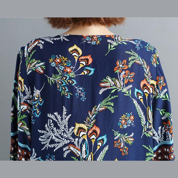 Printing  M-XXXL Printed Round Neck Dress Women Loose Plus Size Summer Polyester Short-sleeved Knee-length A-line Dress