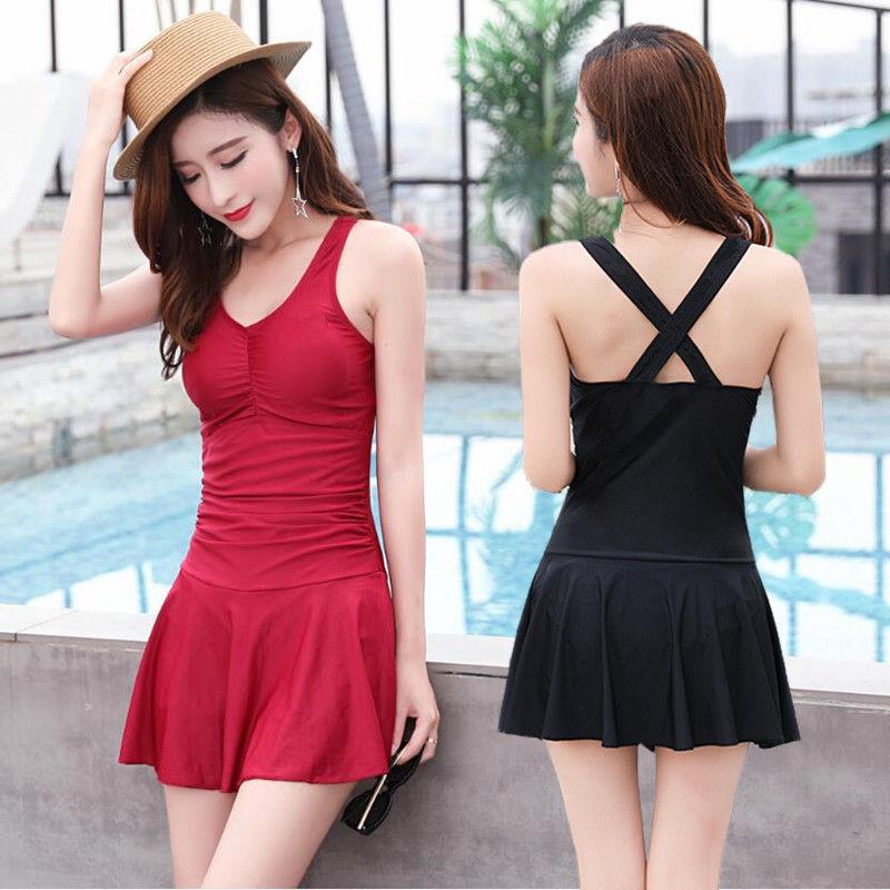 Swimsuit Women's One-piece Boxer Cover Belly Is Thin and Small Chest Gathers Sports Large Size Swimsuit One-piece Ladies Swimsuit