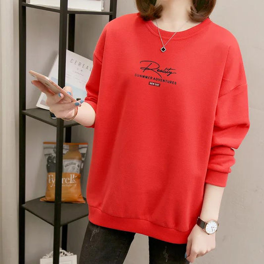 Spring and Fall Fashion Letter Round Neck Loose Women's Casual Sweatshirts
